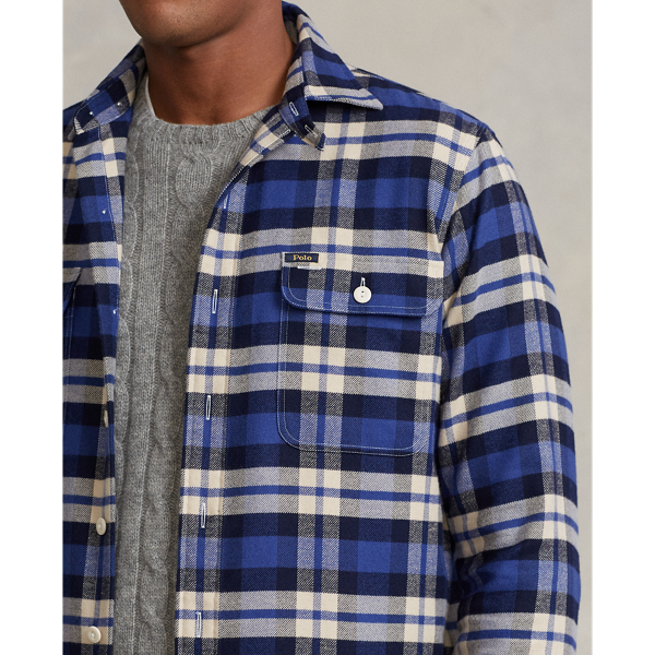 Blue/White Multi Classic Fit Plaid Performance Workshirt Polo Ralph Lauren 6