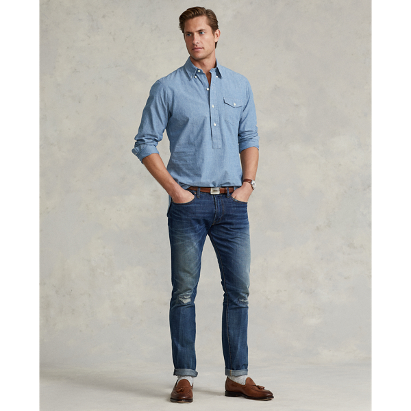 Dark Indigo Custom Fit Indigo Chambray Shirt Polo Ralph Lauren 4