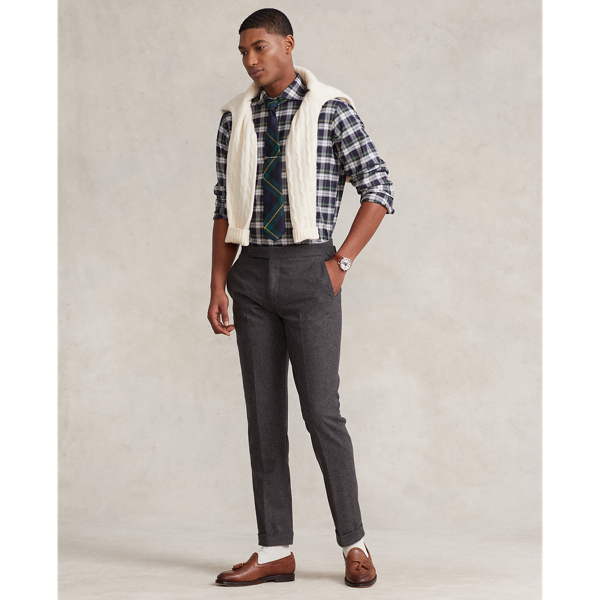 Green/White Custom Fit Plaid Twill Shirt Polo Ralph Lauren 4