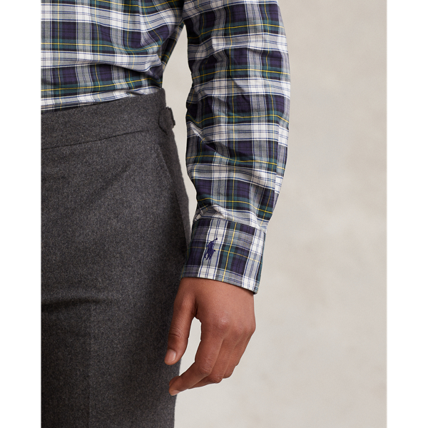 Green/White Custom Fit Plaid Twill Shirt Polo Ralph Lauren 6