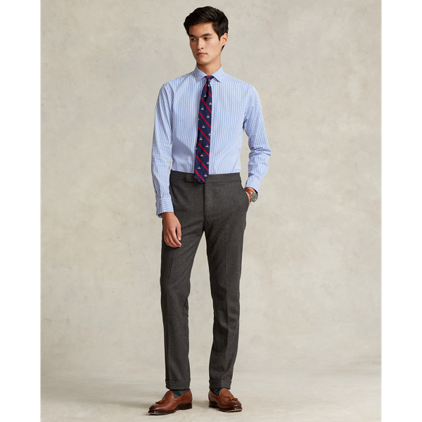 Chemise ray&eacute;e ajust&eacute;e popeline gratt&eacute;e Polo Ralph Lauren en Blue/White 4