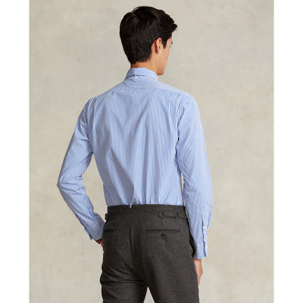 Chemise ray&eacute;e ajust&eacute;e popeline gratt&eacute;e Polo Ralph Lauren en Blue/White 5