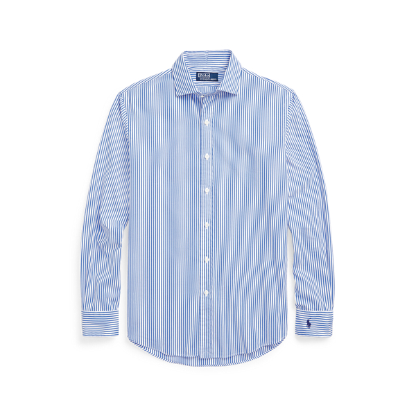 Chemise ray&eacute;e ajust&eacute;e popeline gratt&eacute;e Polo Ralph Lauren en Blue/White 2