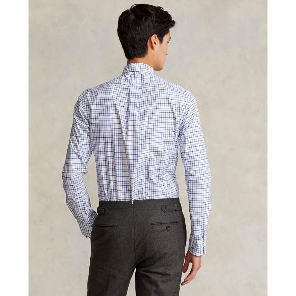 Chemise ajust&eacute;e en popeline tattersall Polo Ralph Lauren en White/Blue Multi 5