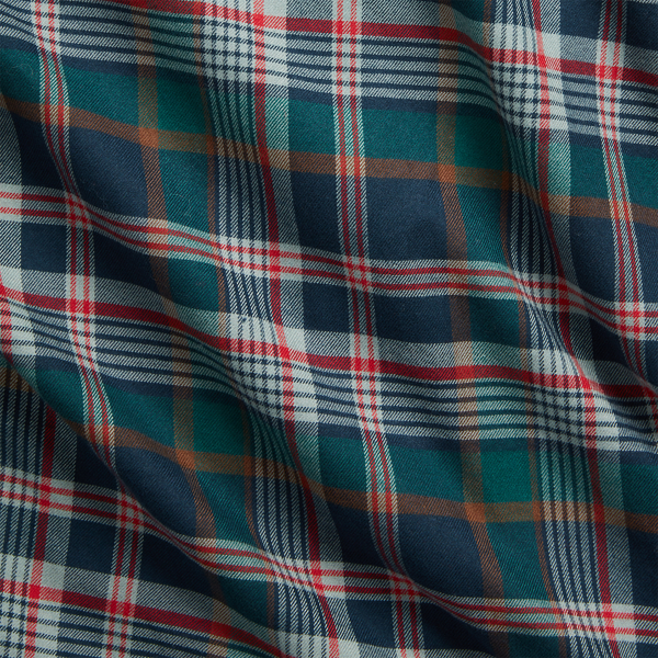 Jade Green/Navy Mult Custom Fit Plaid Brushed Twill Shirt Polo Ralph Lauren 7