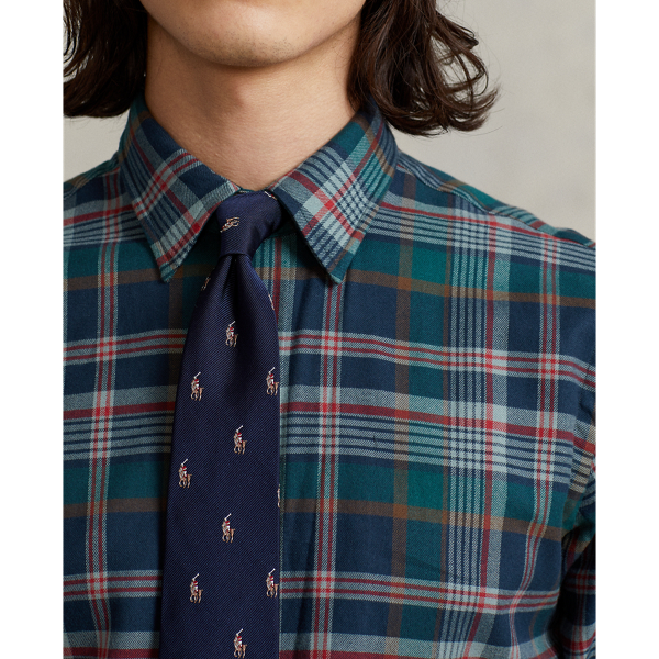Jade Green/Navy Mult Custom Fit Plaid Brushed Twill Shirt Polo Ralph Lauren 6