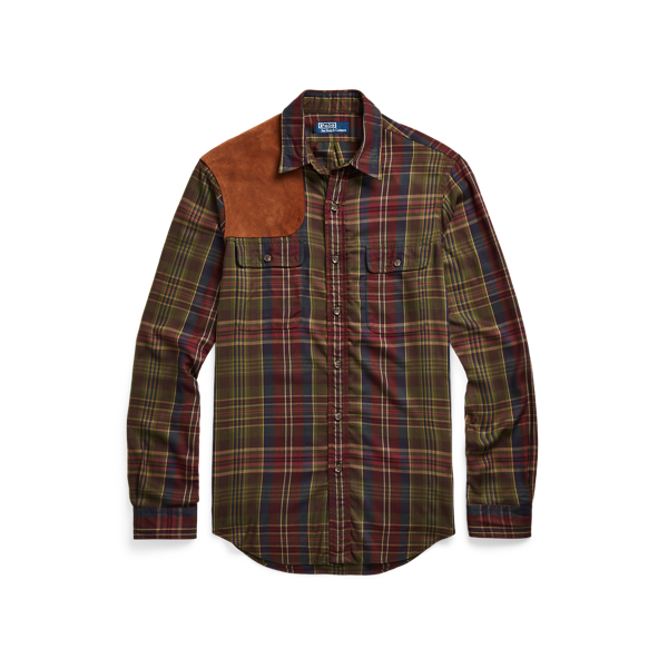 Chemise ajust&eacute;e &eacute;cossaise bord&eacute;e de daim Polo Ralph Lauren en 1