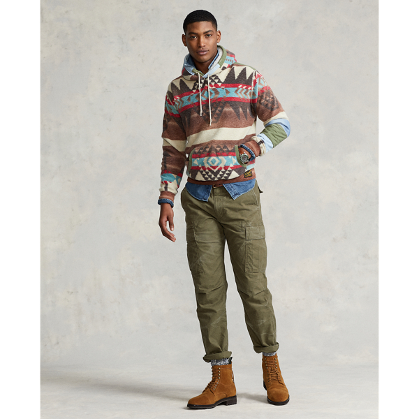 Trade Blanket Multi Distressed Southwestern Fleece Hoodie Polo Ralph Lauren 4