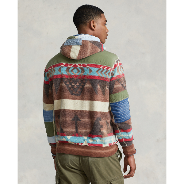 Trade Blanket Multi Distressed Southwestern Fleece Hoodie Polo Ralph Lauren 5
