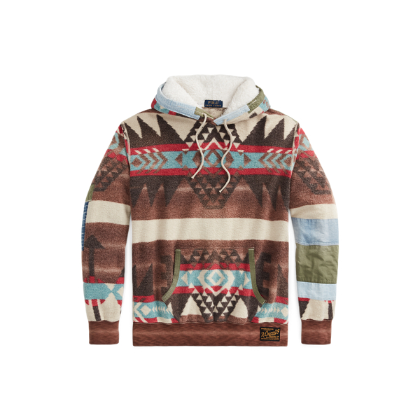 Trade Blanket Multi Distressed Southwestern Fleece Hoodie Polo Ralph Lauren 2