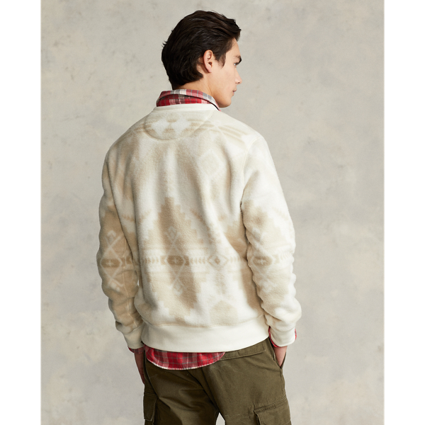 Pullover sud-occidentale pile spazzolato Polo Ralph Lauren in Panna geo Apres Ski multi 5