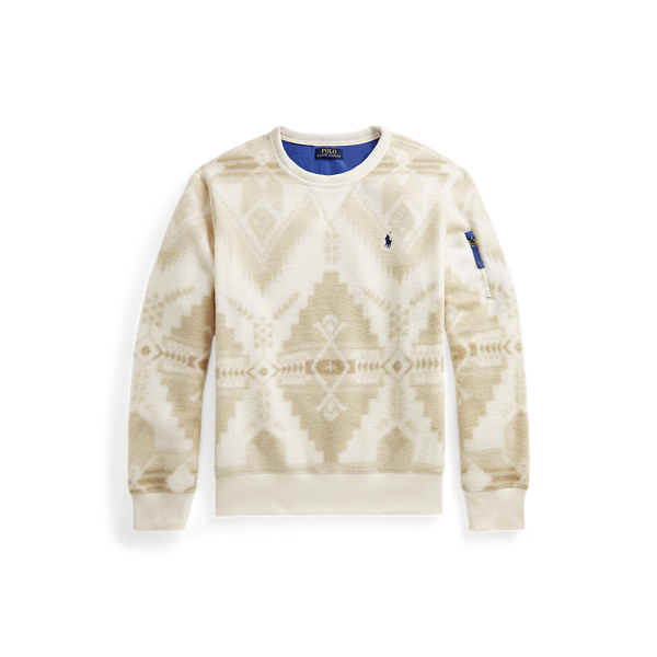 Pullover sud-occidentale pile spazzolato Polo Ralph Lauren in Panna geo Apres Ski multi 2