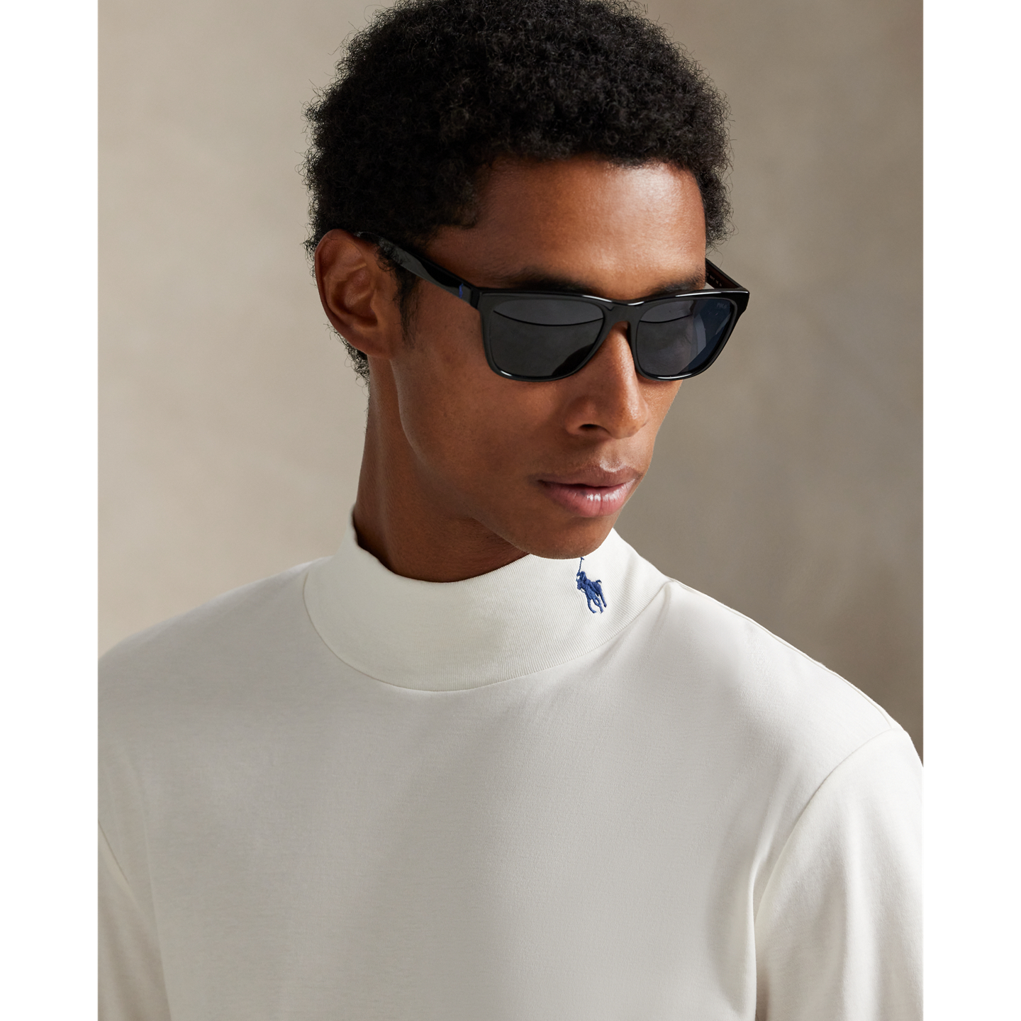 Мужская рубашка Ralph Lauren Soft Cotton Mockneck, цвет: Nevis — фото 3