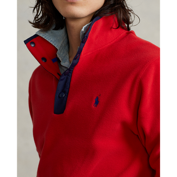 RL Red Brushed Fleece Mockneck Pullover Polo Ralph Lauren 6