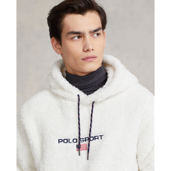 Antique Cream Polo Sport Pile Fleece Hoodie Polo Ralph Lauren 6
