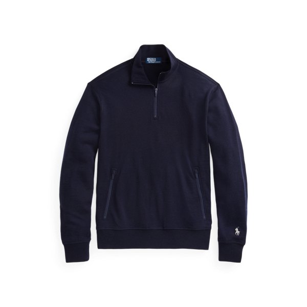 Pullover in spugna di lana con cerniera