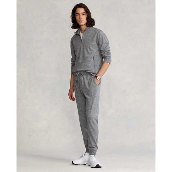 Classic Grey Heather Wool Terry Quarter-Zip Pullover Polo Ralph Lauren 4