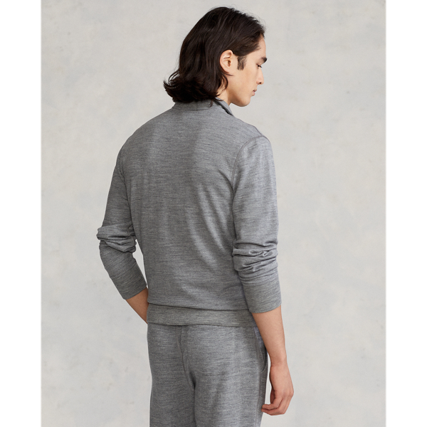Classic Grey Heather Wool Terry Quarter-Zip Pullover Polo Ralph Lauren 5