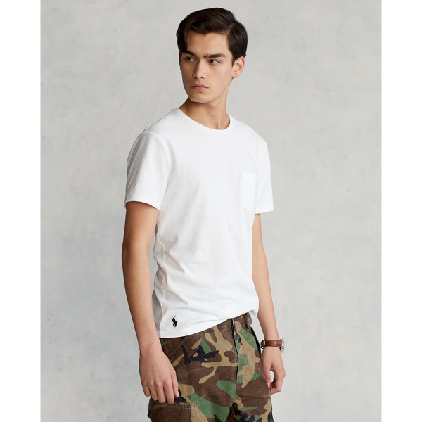 White Custom Slim Fit Jersey Pocket T-Shirt Polo Ralph Lauren 1