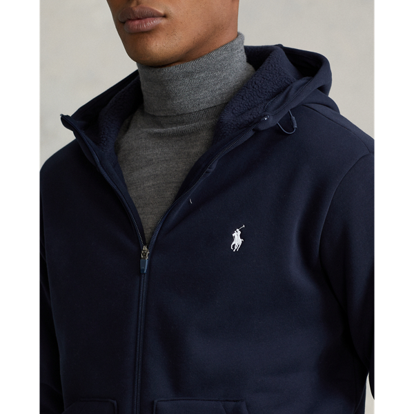 Sweat &agrave; capuche molleton maille double Polo Ralph Lauren en Bleu marine aviateur 6