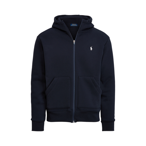 Lauren Zip Hoodie Navy Ralph Hoodie Mens Double-Knit Fleece Hoodie
