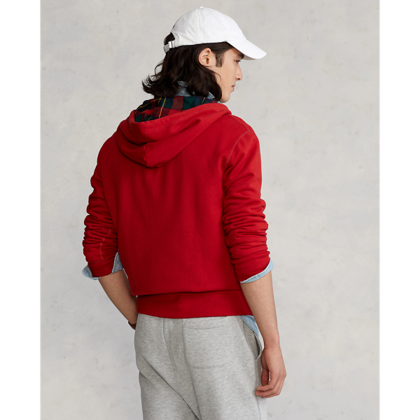 Le sweat &agrave; capuche zipp&eacute; RL en molleton Polo Ralph Lauren en Rouge Madison 5