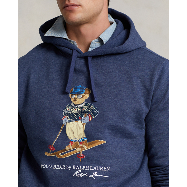 New XXL Polo 2024 Ralph Lauren Gray Blue Rugby Ski Bear Hoodie Sweatshirt