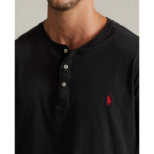 Polo Black Slub Jersey Henley Shirt Big & Tall 6
