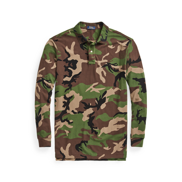 Camo Mesh Long-Sleeve Polo Shirt Big & Tall 1