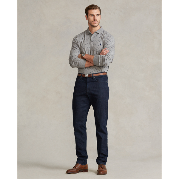Metallic Grey Heather Soft Cotton Long-Sleeve Polo Shirt Big & Tall 4