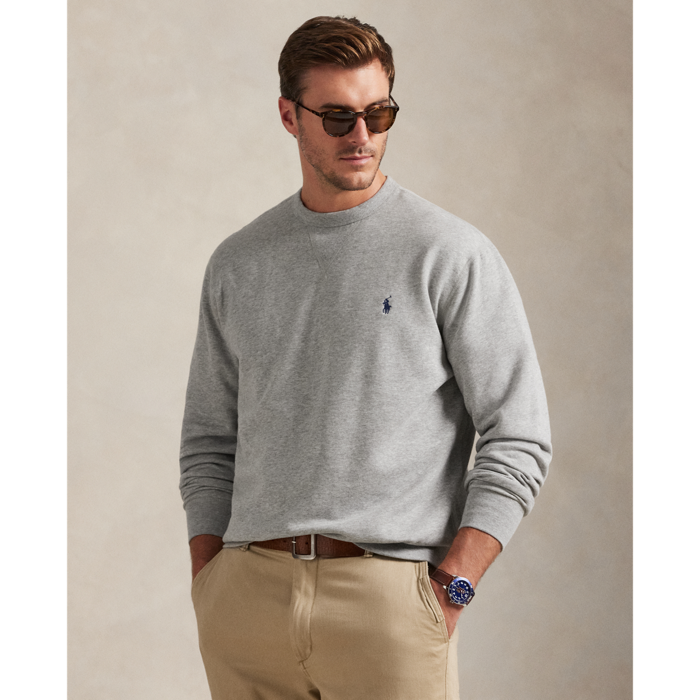 Мужская толстовка Ralph Lauren The RL Fleece, цвет: Меланжевый — фото 4