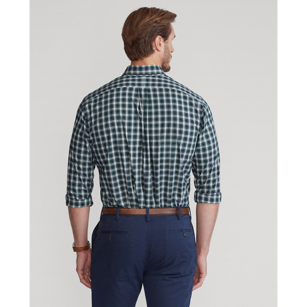 Green/Navy Multi Plaid Natural Stretch Poplin Shirt Big & Tall 5