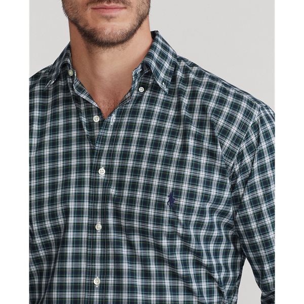 Green/Navy Multi Plaid Natural Stretch Poplin Shirt Big & Tall 6