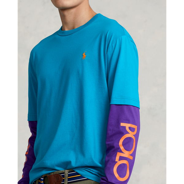 Deep Aqua/Purple Cactus Classic Fit Logo Jersey T-Shirt Polo Ralph Lauren 6