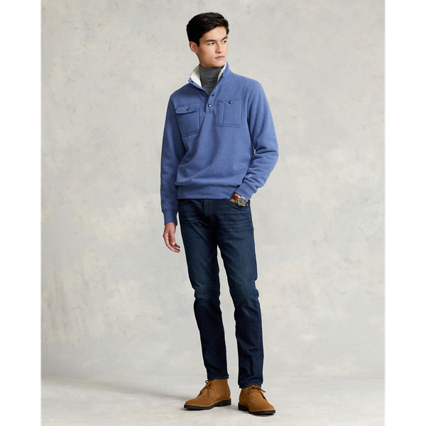 Jersey de felpa con cuello semicisne Polo Ralph Lauren en Jaspeado marino r&uacute;stico 3