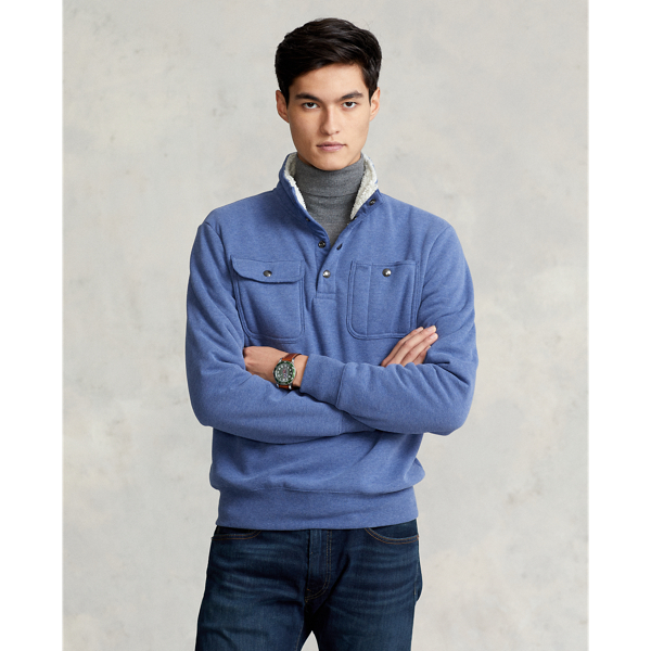 Pull col cheminée en molleton Polo Ralph Lauren en Marine rustique chiné 1
