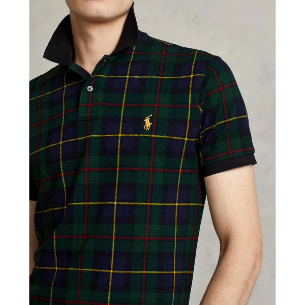 Custom Slim Fit Tartan Mesh Polo Shirt for Men Ralph Lauren UK