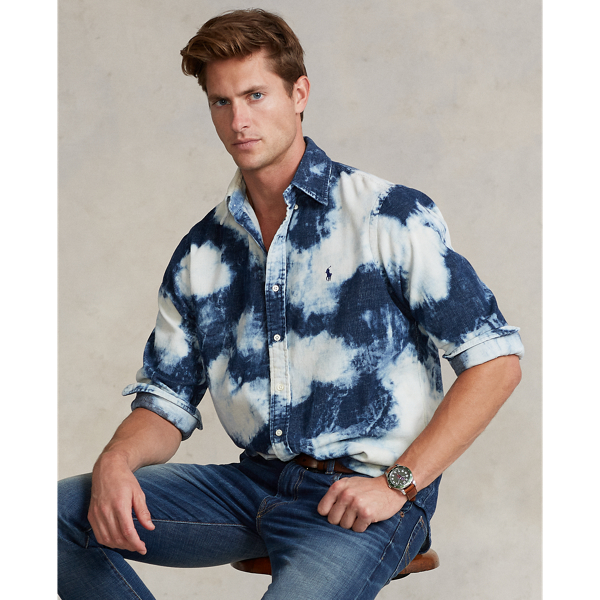 Custom Fit Indigo Corduroy Shirt for Men Ralph Lauren® IE