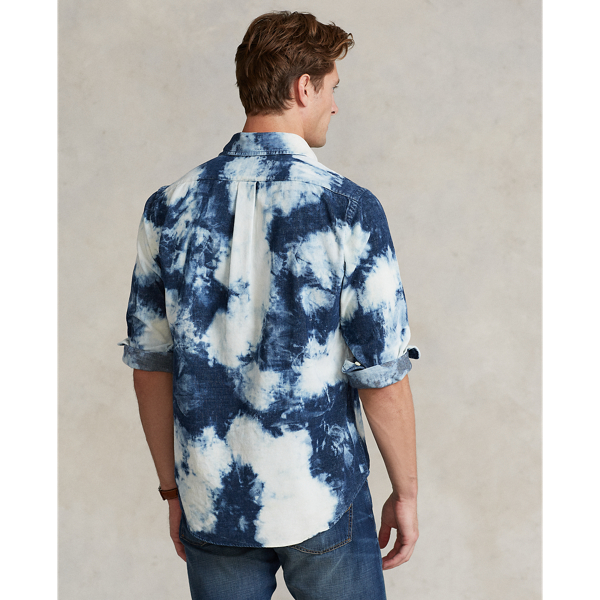 Tonal Bleach Out Custom Fit Indigo Corduroy Shirt Polo Ralph Lauren 5