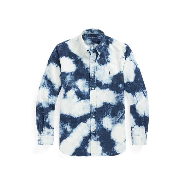 Tonal Bleach Out Custom Fit Indigo Corduroy Shirt Polo Ralph Lauren 2