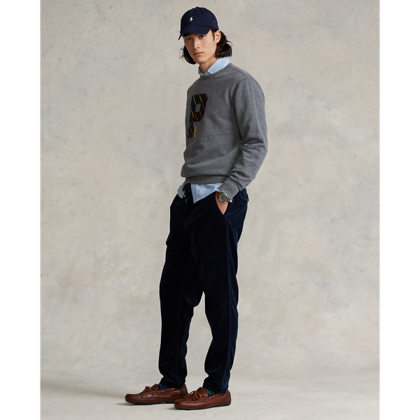 Medium Flannel Heather Fleece Letterman Sweatshirt Polo Ralph Lauren 4