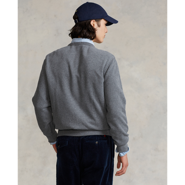 Medium Flannel Heather Fleece Letterman Sweatshirt Polo Ralph Lauren 5