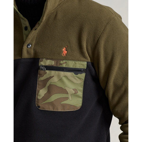 Fleece trui met kleurblokken Polo Ralph Lauren in Company olive/Polo black 6