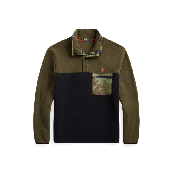 Fleece trui met kleurblokken Polo Ralph Lauren in Company olive/Polo black 2