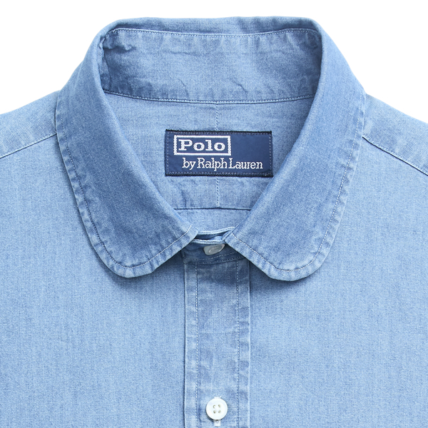 Indigoblaues Custom-Fit Chambrayhemd Polo Ralph Lauren in Medium Blue 8