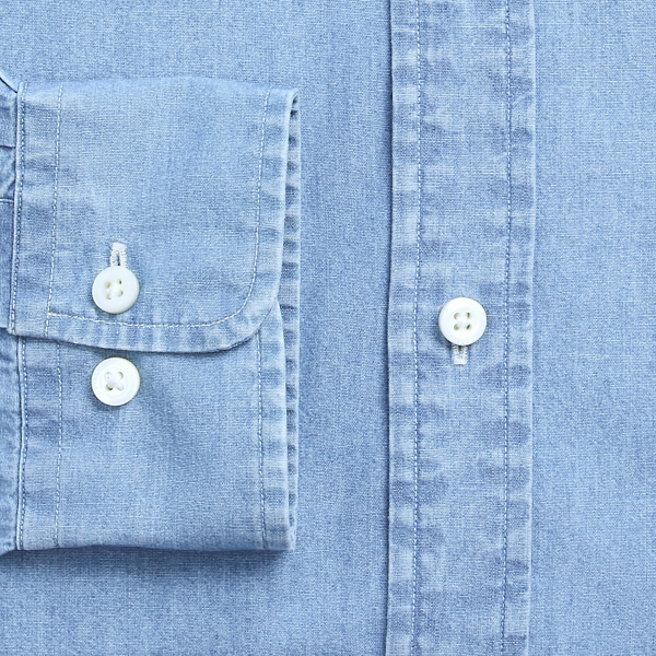 Indigoblaues Custom-Fit Chambrayhemd Polo Ralph Lauren in Medium Blue 9