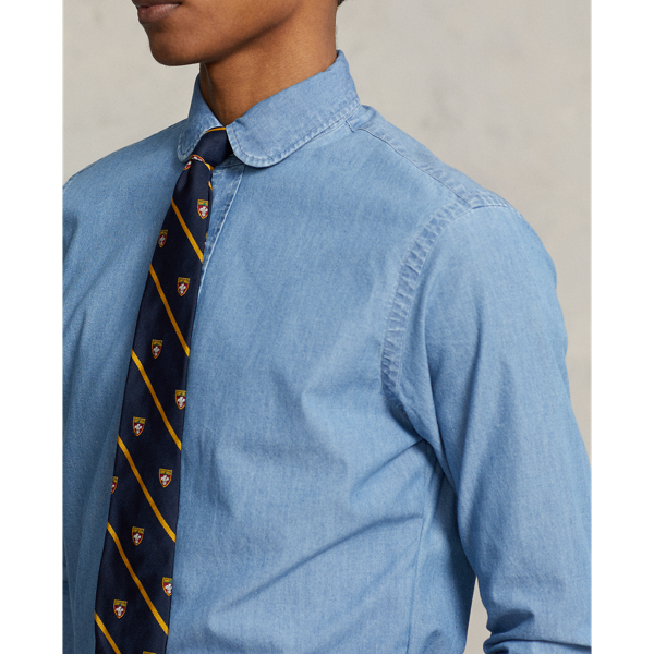 Indigoblaues Custom-Fit Chambrayhemd Polo Ralph Lauren in Medium Blue 6