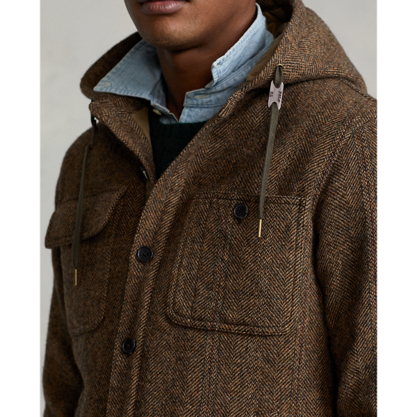 Brown Herringbone Hooded Jacket Polo Ralph Lauren 6