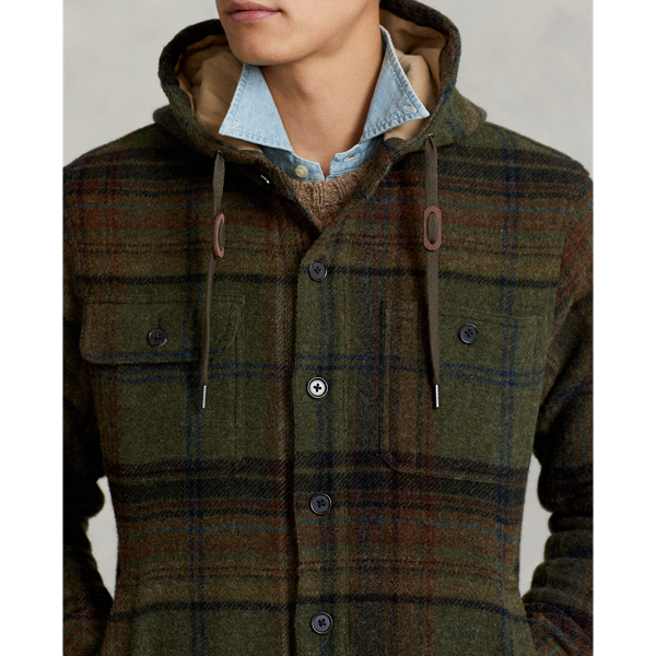 Green Plaid Wool Shirt Jacket Polo Ralph Lauren 6