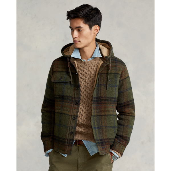 Green Plaid Wool Shirt Jacket Polo Ralph Lauren 7